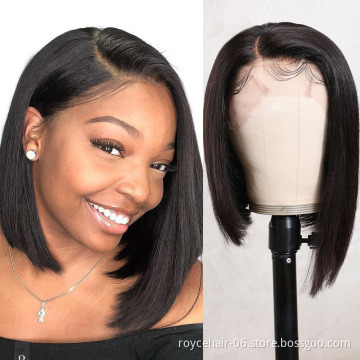 Top Grade Bone Straight Hair J Shape Lace Front Wig, Indian Virgin Human Hair Glueless Swiss Lace Bob Wig For Women